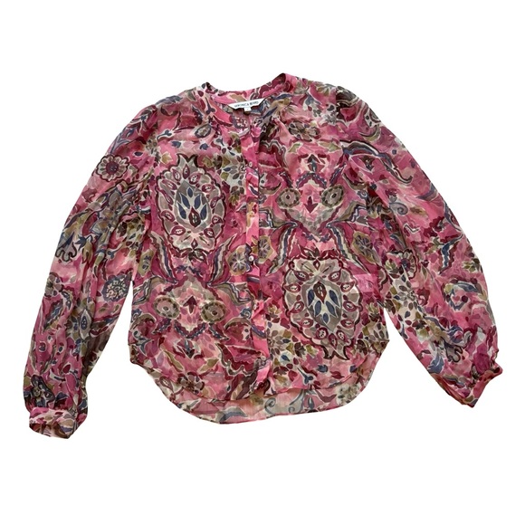 Veronica Beard Ashlynn Silk Top in Rose Multi, Sz 2 - Picture 11 of 16